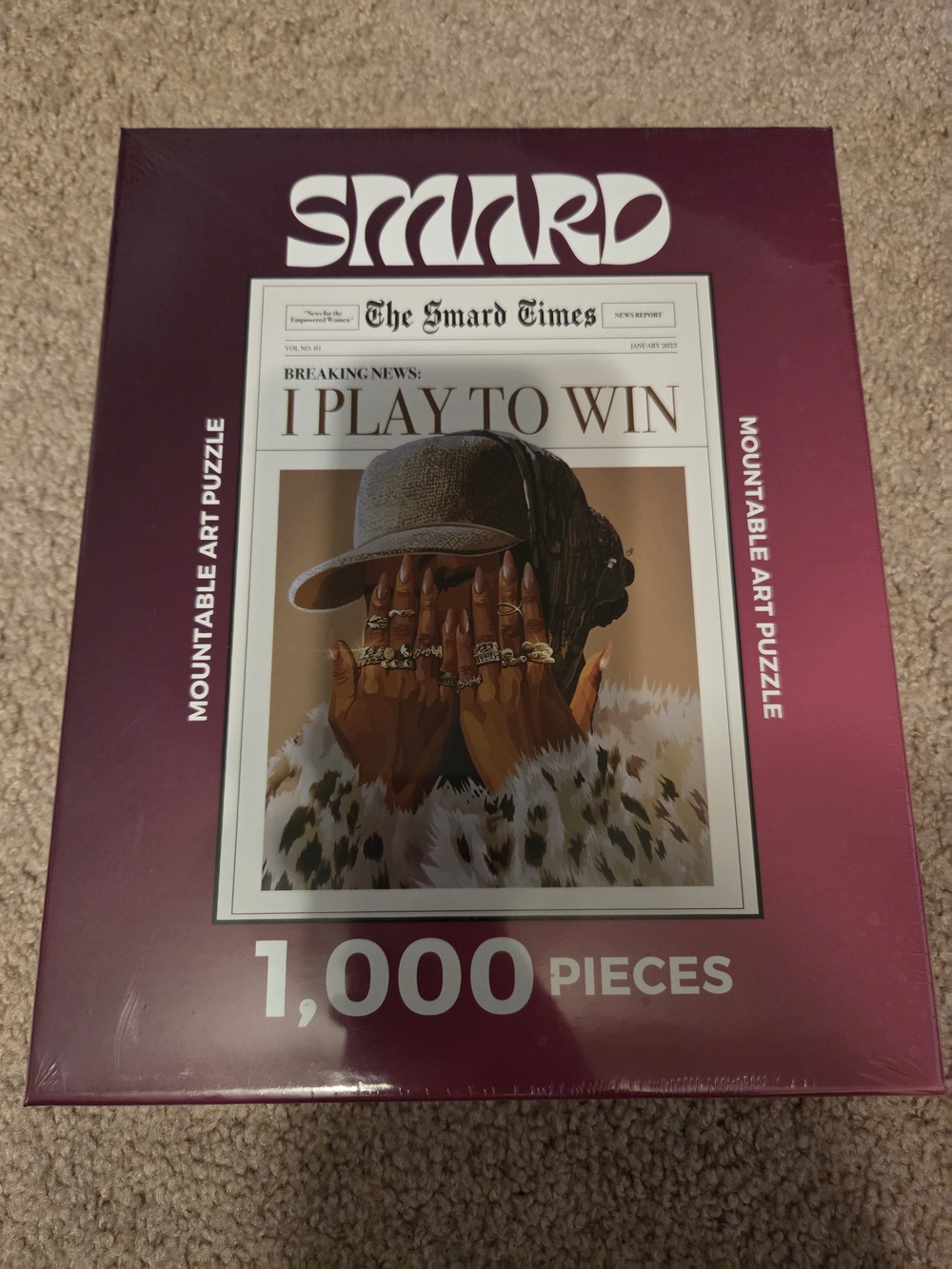 "I Play To Win" 1000-Piece Mountable Art Puzzle - Burgundy